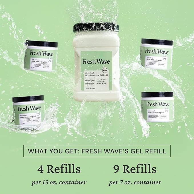 Fresh Wave Original Scent Odor Removing Gel Refill, 63 oz. | Safer Odor Absorbers for Home, Cooking, Trash, & Pets Areas | Natural Plant-Based Odor Eliminator