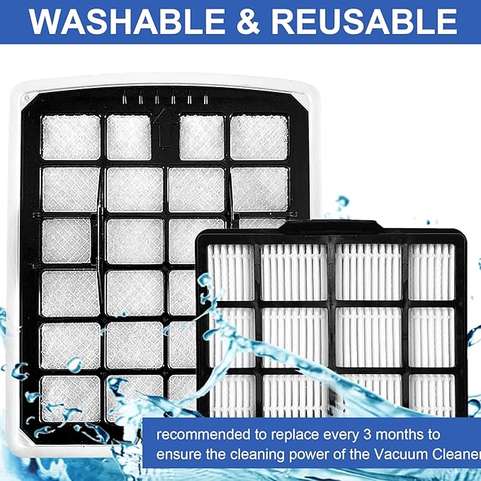 8 Pack Replacement Filters Compatible with Eureka NEN180 NEN186BL Bagless Vacuum Cleaner, Includes 4 Dust Cup Cartridges and 4 High Efficiency Filters - AquaVibe