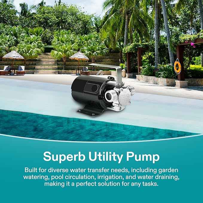 VIVOSUN 115V Water Transfer Pump, 1/10HP 330 GPH Portable Utility Pump with Water Hose Kit, Ideal for Removing Water from Gardens, Hot Tubs, Rain Barrels, Pools, Ponds, and Aquariums