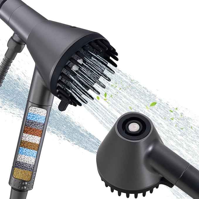 Ryamen 2026 Magnetic Filtered Shower Head with Handheld– High Pressure Showerhead with Power Wash Mode, Chlorine Removal, Massage Brush, Pressure Adjustable, One-Touch Pause & Stainless Steel Hose