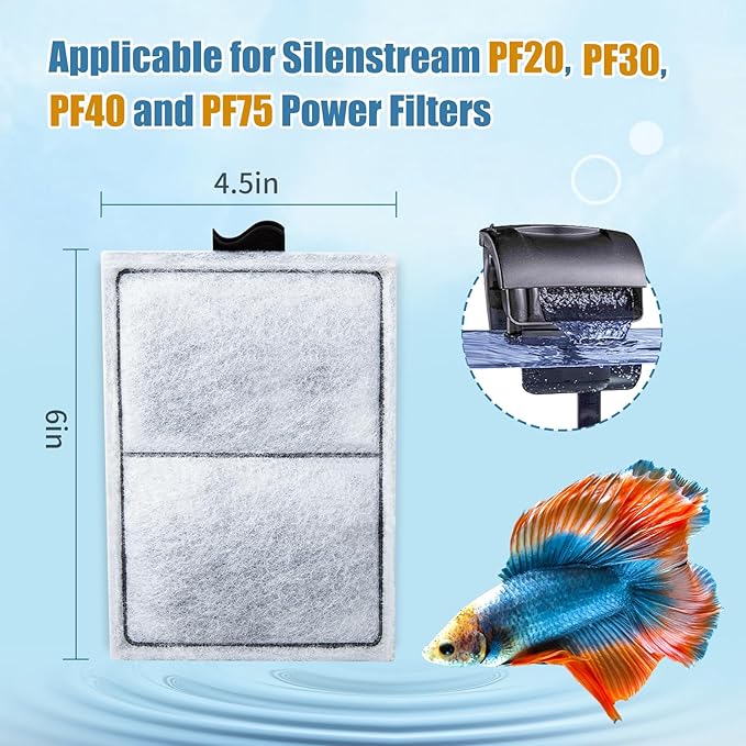 15 Pack PF-L Filter Cartridges Compatible with Top Fin Silenstream PF20, PF30, PF40 and PF75 Power Filters, Remplacement Aquarium Carbon Cartridge with Zeolite