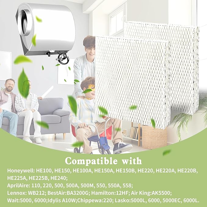 HC22P Humidifier Filter Pad Replacement Filter Wicks Compatible with Honeywell HE100 HE150 HE220 HE240 Aprilaire 110 220 550 550A Humidifiers-4 Pack
