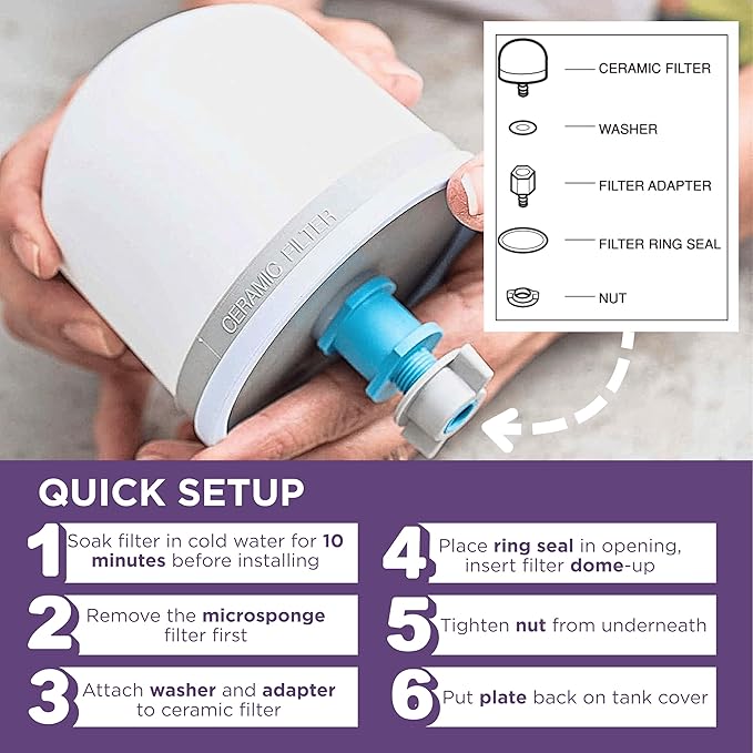 Ceramic Water Filter Replacement 1364 for PiMag Nikken Aqua Pour Gravity Water Dispenser 1360, Durable Ceramic Pre Filter for Nikken Products Filtration System,Reduce Fine Sediment & Particles, 2 Pack