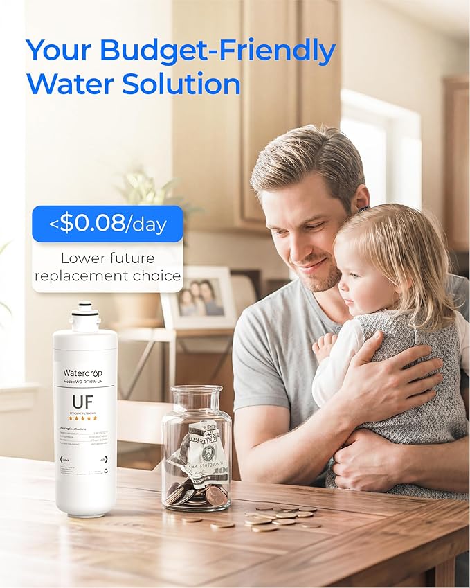 Waterdrop RF10W-UF 0.01 Micron Water Filter, Reduces Lead, Chlorine, Bad Taste & Odor, 11K Gallons High Capacity, Replacement for Waterdrop Under Sink Water Filtration System, White