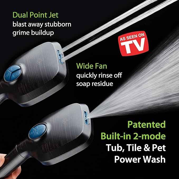 AquaCare High Pressure 10 Spray Mode Filtered Showerhead - Handheld Shower Head Filters Chlorine to Heal Dry Skin, Revive Hair - Dual Power Wash Cleans Tub, Tile, Pets - Hard Water Softener, ORB