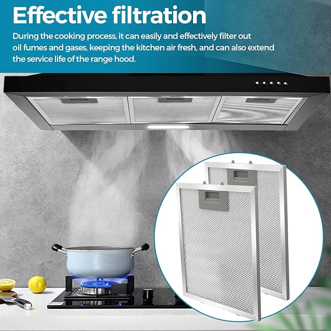 Range Hood Filter Replacement 10.25x9x0.35Inch (260x230x8.9mm) 5-Layer S97018029 Mesh Hood Vent, Range Hood Grease Filter, fits Br.oan's B5 Series 2pack by oneket (Aluminum) - AquaVibe