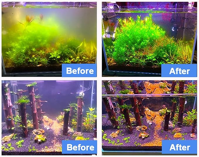 AQUANEAT Aquarium Filter 5W UV Bulb Green Water Killer Submersible Pump Filter 132 GPH for 75 Gallon Fish Tank