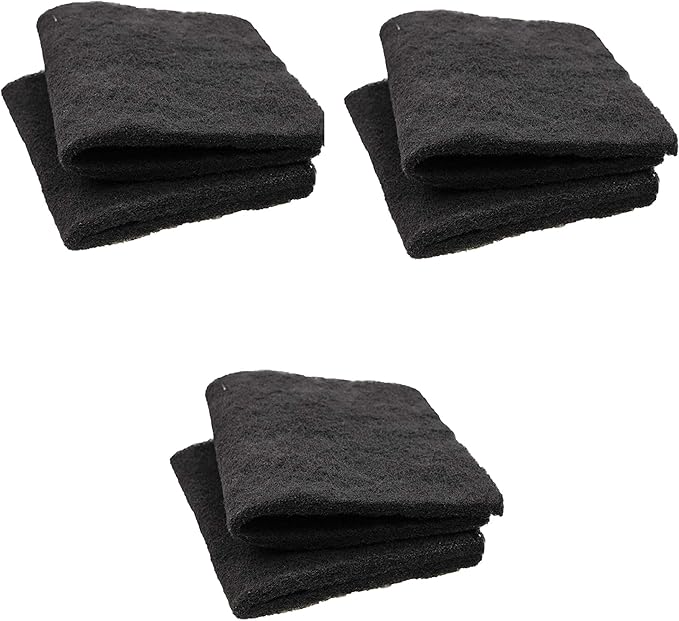 CFS – Pack of 6, Cut-to-Fit Activated Carbon Filter Media Pad for Clean & Clear Fish Tank and Ponds – Fresh & Filtered Water for Aquariums – Charcoal Filter Pads – Black – 18