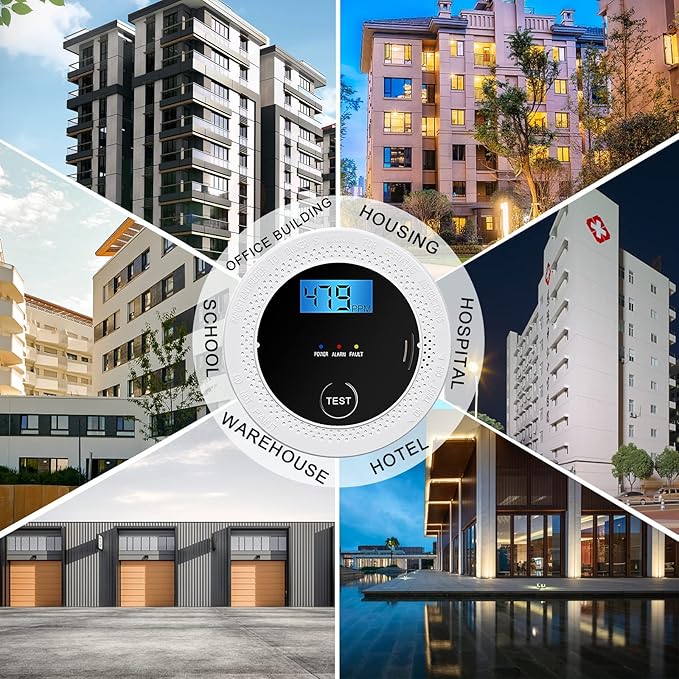 Smoke and Carbon Monoxide Detector Powered by Battery with Digital Display, Dual Alarm Sensor of Smoke and CO,Easy to Install