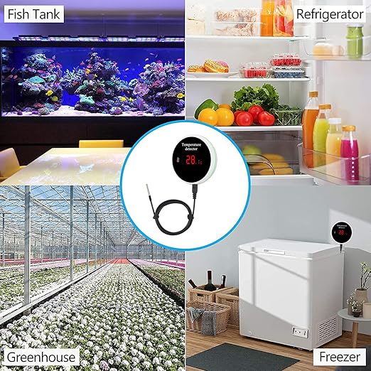 WiFi Smart Thermometer: WiFi Temperature Sensor with 1M Waterproof External Probe, App Alert & Buzzer Alarm, Digital Remote Temperature Gauge for Refrigerator, Fish Tank, Pet