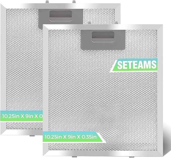 S97018029 Range Hood Filter Replacement - 10.25"x9" Aluminum Frame & Mesh with Plastic Clips - 2 Pack by seteams