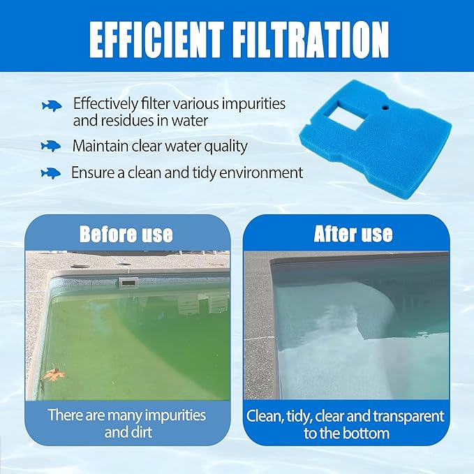 Pond Filter Pad Sponge Media Pad Replacement, for Sunsun 660 GPH Fountain Pump UV Sterilizer CUF-6000 Filter, for VIVOHOME 530/660 GPH Outdoor Pond Filter Pad 4 Pack