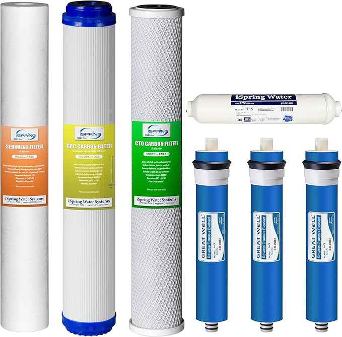 iSpring F7RBY2 Replacement Filter Pack for RCB3P 300 GPD 5 Stage Reverse Osmosis Systems, 7 Pieces