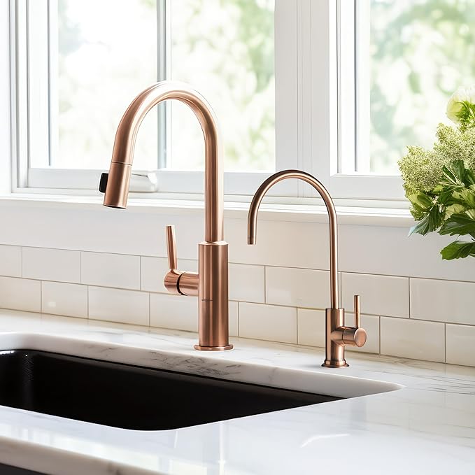 iSpring GA1-AW Heavy Duty Contemporary Style High Spout Kitchen Bar Sink Non-Air Gap Drinking Water Faucet in Antique Wine - 1/4"