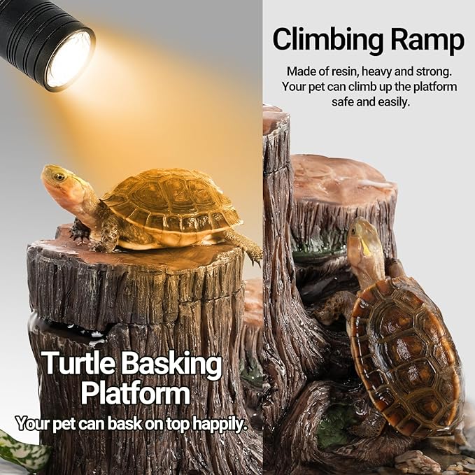 REPTI ZOO Turtle Tank Filter, 45GPH Aquarium Filter with Basking Platform Flow Adjustable Turtle Filter with Multi-Layer Filtration for Up to 10 Gallon - AquaVibe