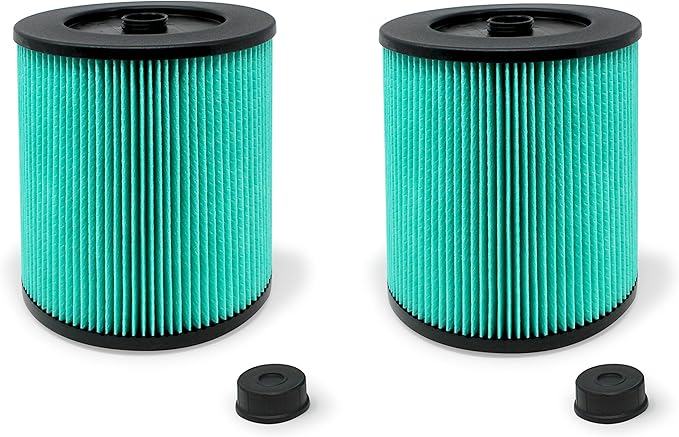 17912 & 9-17912 Hepa Replacement Filter Compatible Craftsman High Efficiency Particle Hepa Filter for Shop Vacuums 5 Gal Plus Part # 17912 & 9-17912 Pack of 2 Includes Filter & Locking Nut - AquaVibe