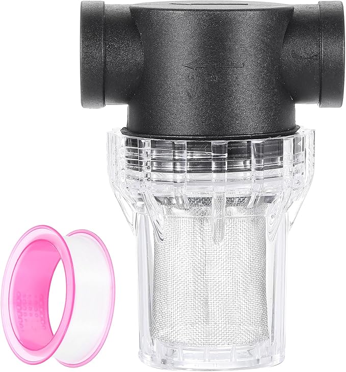 uxcell Pressure Washer Filter 3/4" NPT Female Thread, Inline Mesh Strainer Attachment, Stainless Steel Screen with Sealant Tape for Outdoor Gardening Inlet Water (Size:40 Mesh) - AquaVibe