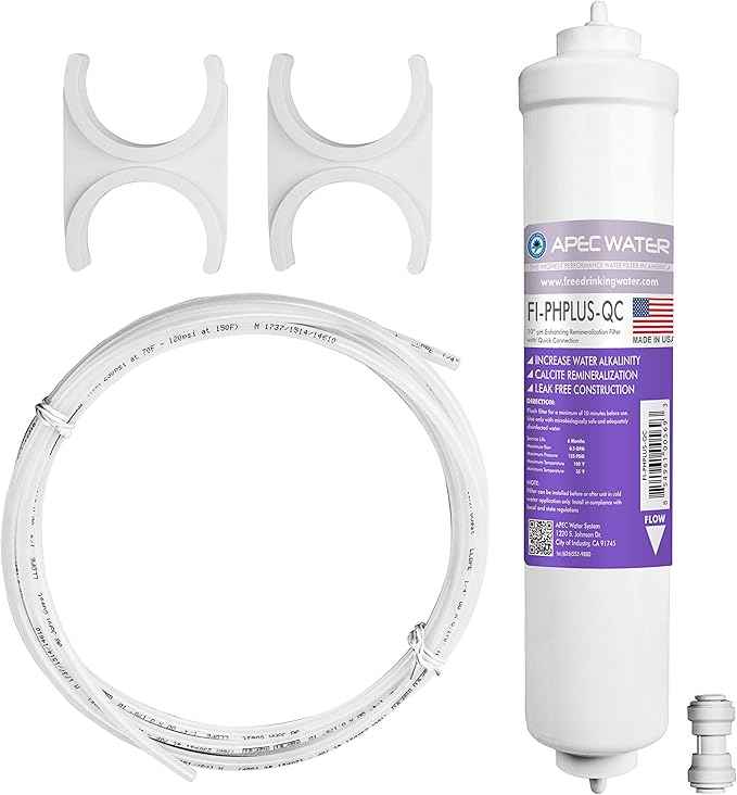 Ultimate RO-PERM Boosted Performance with Permeate Pump Ultra Safe Reverse Osmosis Drinking Water Filter System, for Low Pressure Homes | APEC Water Systems PHPLUSKIT-14 US MADE 10" Alkaline High Purity pH+ Calcium Carbonate Inline Filter Kit with 1/4"...