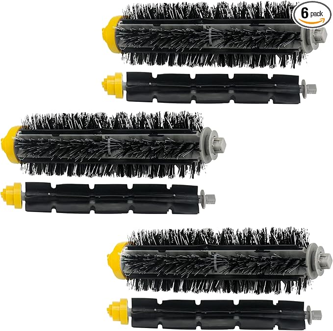 Replacement Brushes Fit for i-Robot Room-ba 600 & 700 Series 614 630 635 640 645 650 660 675 680 690 695 760 770 780 Robot Vacuum Cleaner Includes 3 Sets Bristle & Flexible Beater Brush Kit - AquaVibe