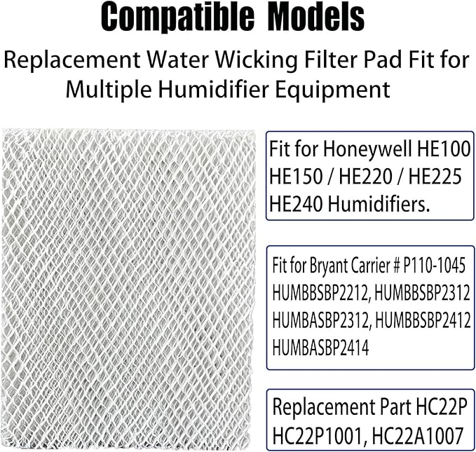 HC-22P HC22E1003/U Whole House Humidifier Filter Pad Replcement for Honeywell HE100, HE150 HE220 HE225 HE240 Humidifiers, Part # HC22P HC22P1001 HC22A1007 HE100A1000 (2 Pack) - AquaVibe