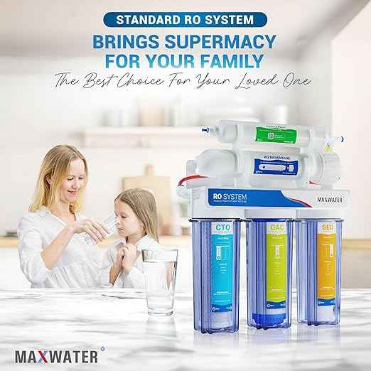 Max Water 5 Stage 50 GPD (Gallon Per Day) RO (Reverse Osmosis) Standard Water Filtration System - Under-Sink/Wall Mount (Without Tank & Faucet) - Model: RO-5C3