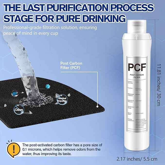 1 Pack PCF Water Filter Replacement Compatible with Bluevua RO100ROPOT, 1 PCF Water Filters, Improved Drink Quality, Easy to Replace for Household Daily Use Drinking