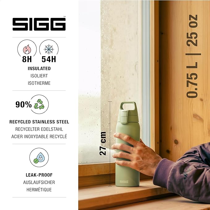 SIGG - Shield Therm- Stainless Steel Insulated Water Bottle - Carbonated Drinks, Leakproof, BPA Free, Recycled, 25, 34Oz