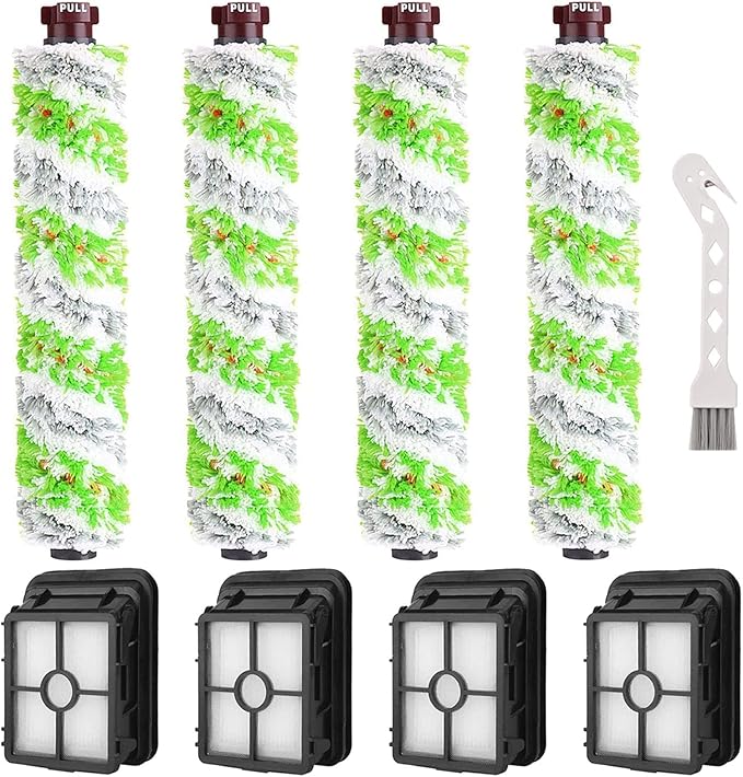 8 Pack Replacement Parts for Bissell CrossWave Pet Pro 2306A & CrossWave 1785 Series 3888A Vacuum Cleaner, 4 Pack 2460 Brush Rolls, 4 Pack 1866 Filters, Compare to Part 1613568&161-3568, 1608684 - AquaVibe