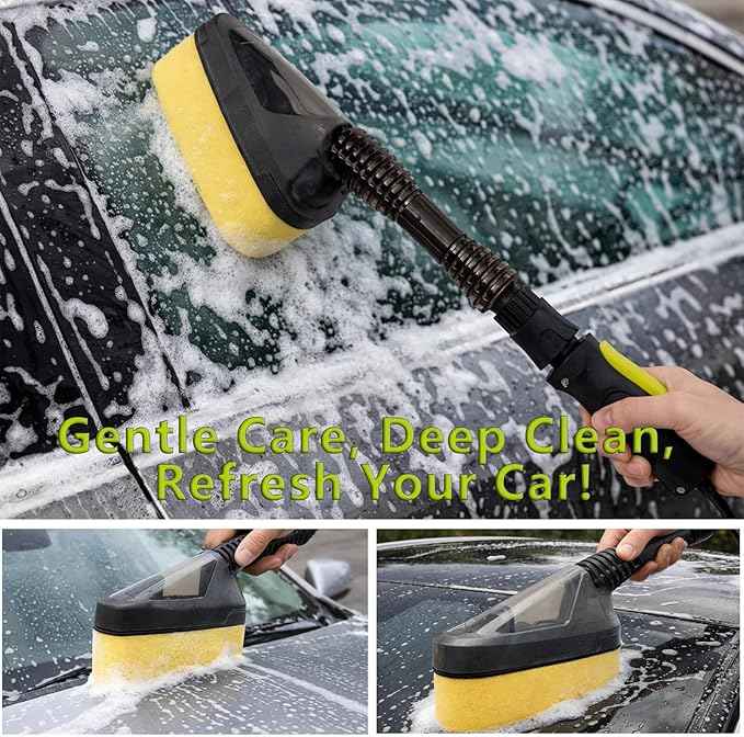 Magnetic Attachment Cleaning Kit for Portable Pressure Washers Includes Foam Sponge Head, Stiff Bristle Brush, Soap Dispenser and Quick-Connect Adapter for Car, Outdoor & Home Use