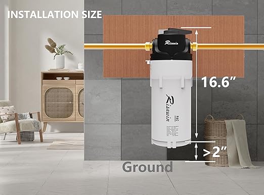 Whole House Water Filter System with 4-Mode Valve,Removes Iron, Sediment, Rust & Chlorine,Freeze Proof,8 GPM High Flow Pre-Filtration System for Well Water & City Water(Single Stage,10 Inch, Black)