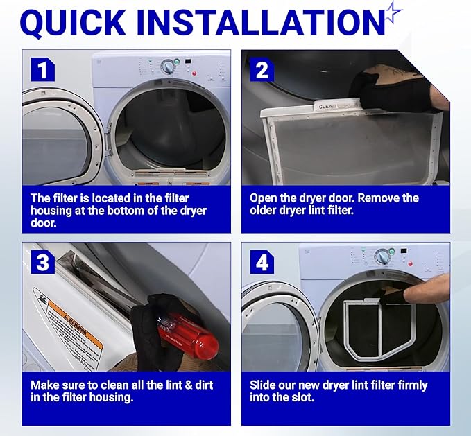 [UPGRADED] BlueStars W10120998 Dryer Lint Screen Filter – Durable Stainless Steel – Compatible with Whirlpool, Kenmore, Maytag, Roper & Sears – Replaces W10049360 PS1491676 8066170 W10049370 AP3967919