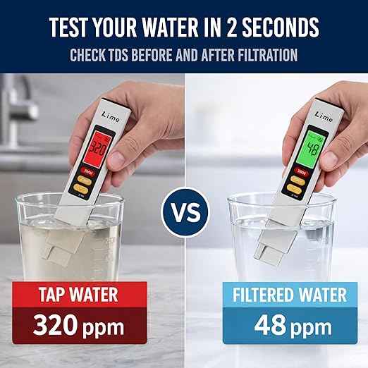 Professional Water Tester for Drinking Water - Accurate TDS Meter Digital Water Tester (0-9999 ppm) - 1 Sec Instant Read