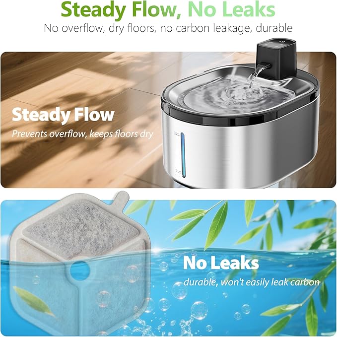 6+6 Pcs Cat Water Fountain Filters Replacement Compatible with Smartoo 152oz/4.5L Wireless Cat Fountain, Pet Water Fountain Filter with Pre-Filter Sponges