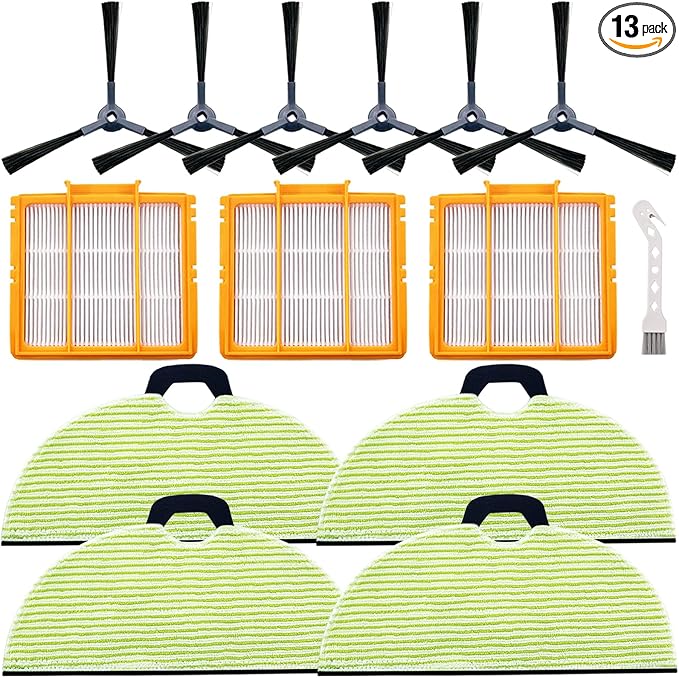 RV2610WA Replacement Parts Compatible with Shark RRV2610WA AV2610WA RV2620WD AV2620WD RV2610WD RV2610WD RV2610WFUS RV2410WD AI Ultra 2- in-1 Robot Vacuum, 4 Mop Pads, 3 Filters, 6 Side Brush - AquaVibe