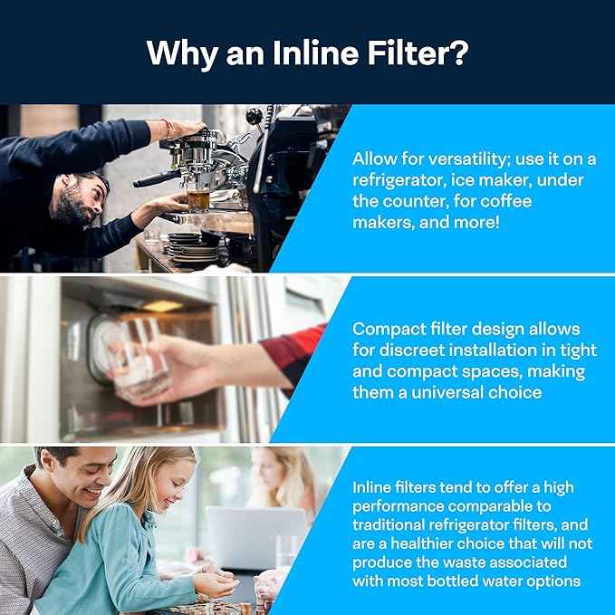 SpiroPure SP-IM120QC Inline Alkaline Carbon Water Filter, MineralPlus Remineralization, 1/4" Quick-Connect 2” x 10”, Remineralizing for RO System, Refrigerators (25 Pack)