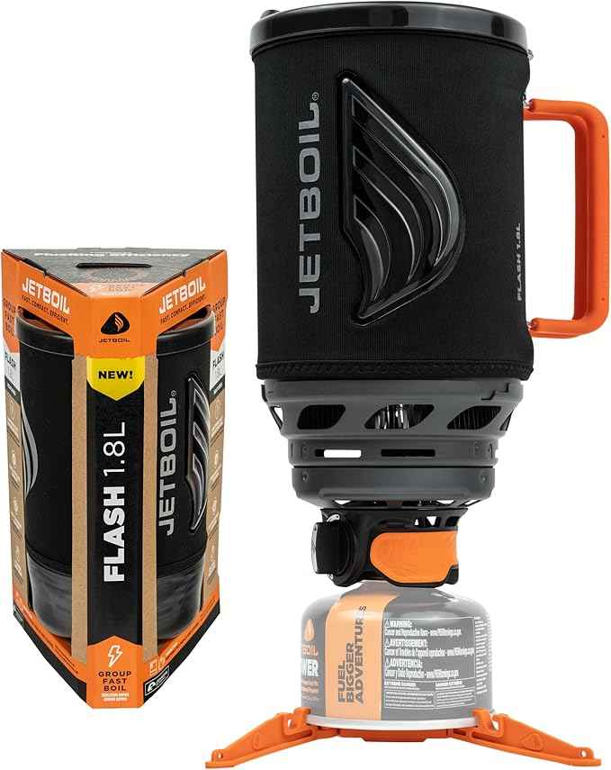Jetboil Flash Portable Fast Boil Stove for Camping and Backpacking with 1-Step Auto Ignition, Propane/Isobutane Burner with Cooking Cup