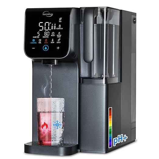 iSpring RCD100HCG Hot & Cold Reverse Osmosis System Countertop, Alkaline RO Water Filter Dispenser, 9 Temperature & 6 Dispensing Volume Options, TDS & Filter Lifespan Monitor, Plug and Play
