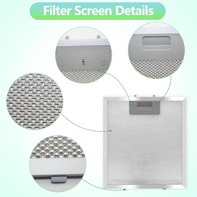 S97018029 Range Hood Filter Replacement - 10.25"x9" Aluminum Frame & Mesh with Plastic Clips - 2 Pack by seteams