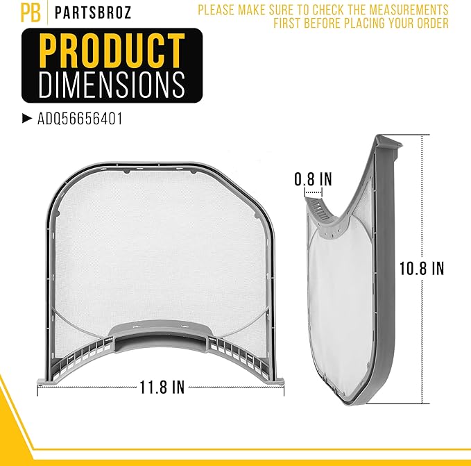 PartsBroz ADQ56656401 Dryer Lint Filter Screen for LG Dryer Lint Filter Replacement, Kenmore Lint Trap Replacement Elite Clothes Dryer Vent Part ADQ566564 PS3531962 DLE3500W DLE3170W DLE3600W DLE3400W