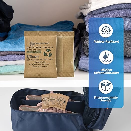 Kraft Clay Desiccants Packs for Safe, 11 Gram 270 Pack Dehumidifier for Gun Safe, Military Grade Moisture Absorbers, Conforms to MIL-D-3464E Type I & II Absorbents