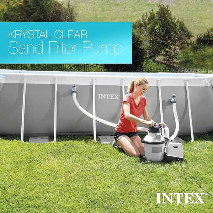 INTEX 3,000 GPH Krystal Clear Sand Filter Pump for Above Ground Pools, Swimming Pool Pump with Automatic Timer - Improved Circulation, Filtration, & Clarity