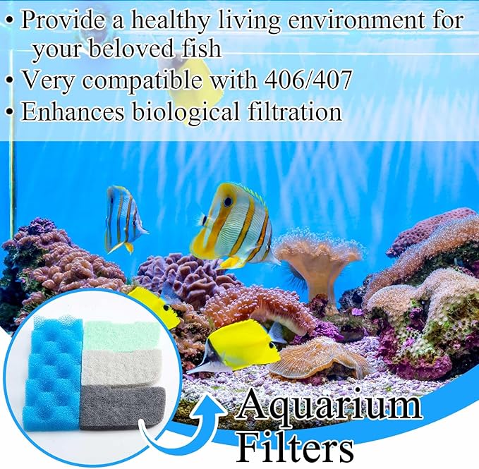 52 Pcs Replacement Filter Media Kit Compatible with Fluval 406/407 Aquarium Filters Include 12 Biological Foams Ammonia Remover Phosphate Pads Nitrite Remover, Towel and Grease - AquaVibe