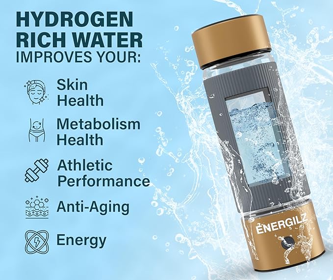Gold+Silver Hydrogen Water Bottles – 16 oz, SPE & PEM Hydrogen Ionizer Water Bottle, 3000 ppb, Silicone protection Hydrogen Water Generator