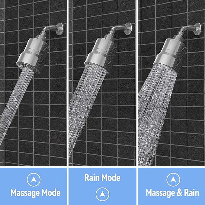 Filtered Shower Head, 3 Modes High Pressure Shower Head with 15 Stage Hard Water Filter Cartridge for Remove Chlorine and Harmful Substances - AquaVibe