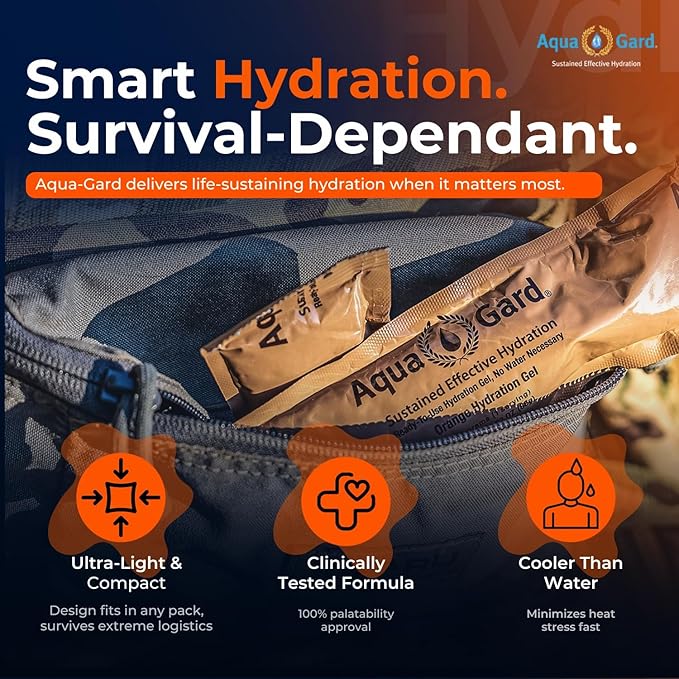 Aqua-Gard Emergency Water Gel - Survival Water Pouches for Disaster Relief | 200% More Effective Hydration | Emergency Water Pouches for Water Emergency Kit Supply for Extreme Conditions (10 Pack)