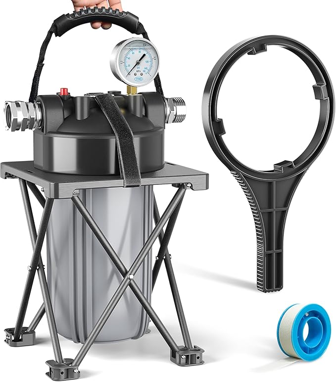 6-Layer RV Water Filter with Stand and 0.5 Micron Filtration, 3/4