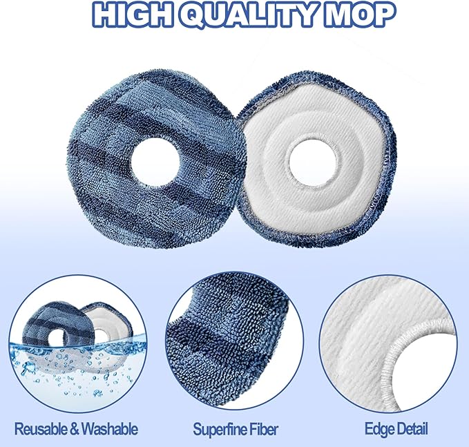 8 Pack Reusable Replacement mop Cloths Compatible with Eufy X10 Pro and eufy X9 Pro Omni Robot Vacuum Cleaner for Efficient Floor Cleaning - AquaVibe