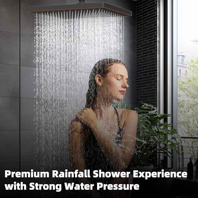 Hibbent cUCPC Certified Thickness Metal Rain Shower Head, 12'' High Pressure Shower Heads, Large Bathroom Shower Head with Adjustable Brass Ball Joint, Waterfall Full Body Coverage, Oil Rubbed Bronze