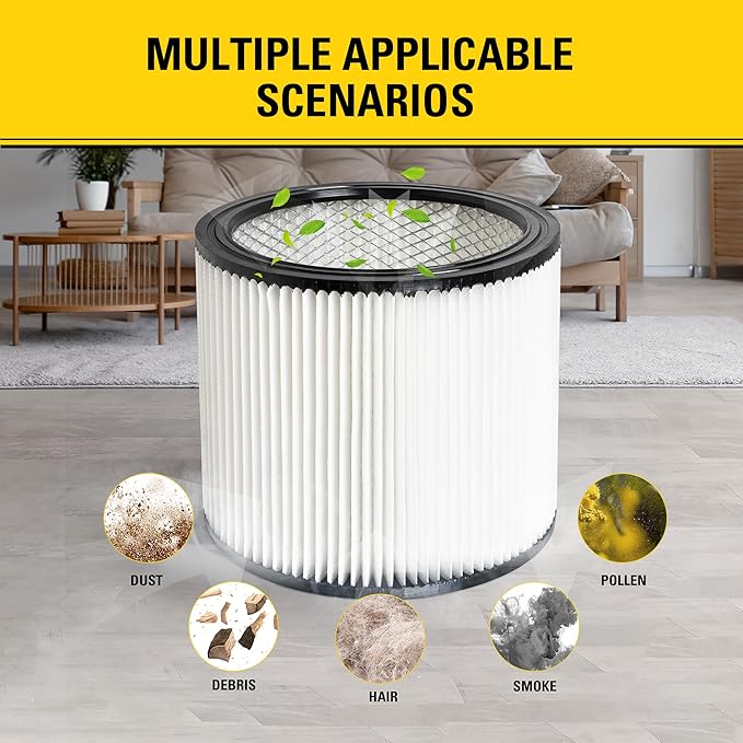 STANLEY Vacuum Filter Replacement 08-2501, Fit for Most 5-18 Gallon Wet Dry Vacuum Cleaner, Compatible with SL18115, SL18115P, SL18116, SL18116P, SL18191P, SL18199P, SL18117, SL18701P-10A, SL18410P-5A - AquaVibe
