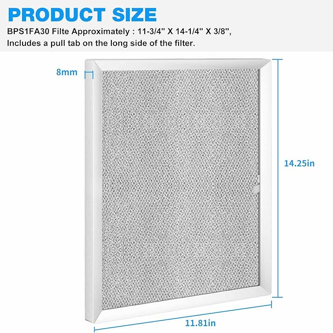 BPS1FA30 Range Hood Filter Replacement Allure Broan Nutone Grease Filter 99010299 QS1, WS1, QS1 30", WS2-30" and 5260-30" series - 11-3/4" X 14-1/4" X 3/8" - 2 Pack - AquaVibe
